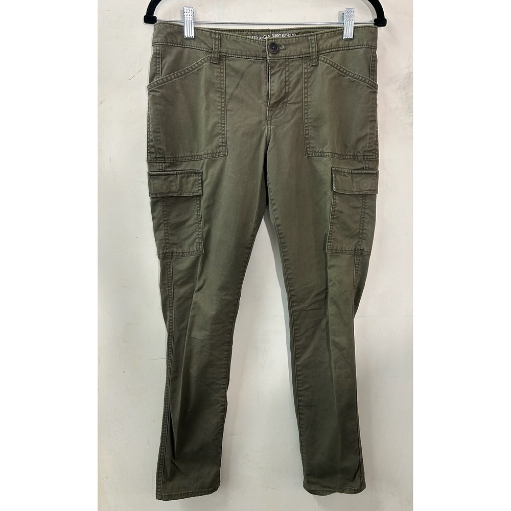 Khaki's By Gap Cargo Skinny Boyfriend Pants Size 2 Cotton‎ Blend Green Gorpcore